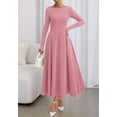 thumbnail image 4 of BTFBM Spring Dresses for Women Trendy Boat Neck Long Sleeve A Line Flowy Knit Loose Casual Elegant Party Maxi Dress, 4 of 9