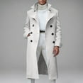 thumbnail image 2 of Holiday Clearance! AIEOTT Long Trench Coat Men Winter Wool Coat Double Breasted Peacoat Lapel Open Front Cardigan with Pockets Vintage Coat, 2 of 6