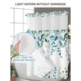 thumbnail image 6 of No Hook Shower Curtain with Snap-in Liner, Teal Eucalyptus Waterproof Fabric Bathroom Curtains, Watercolor Spring Weeping Botanical Bath Curtains & Mesh Top Window Narrow 36"x78", 6 of 9