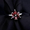 thumbnail image 4 of Natural Garnet Flower Ring, 925 Sterling Silver Ring, 4 of 8