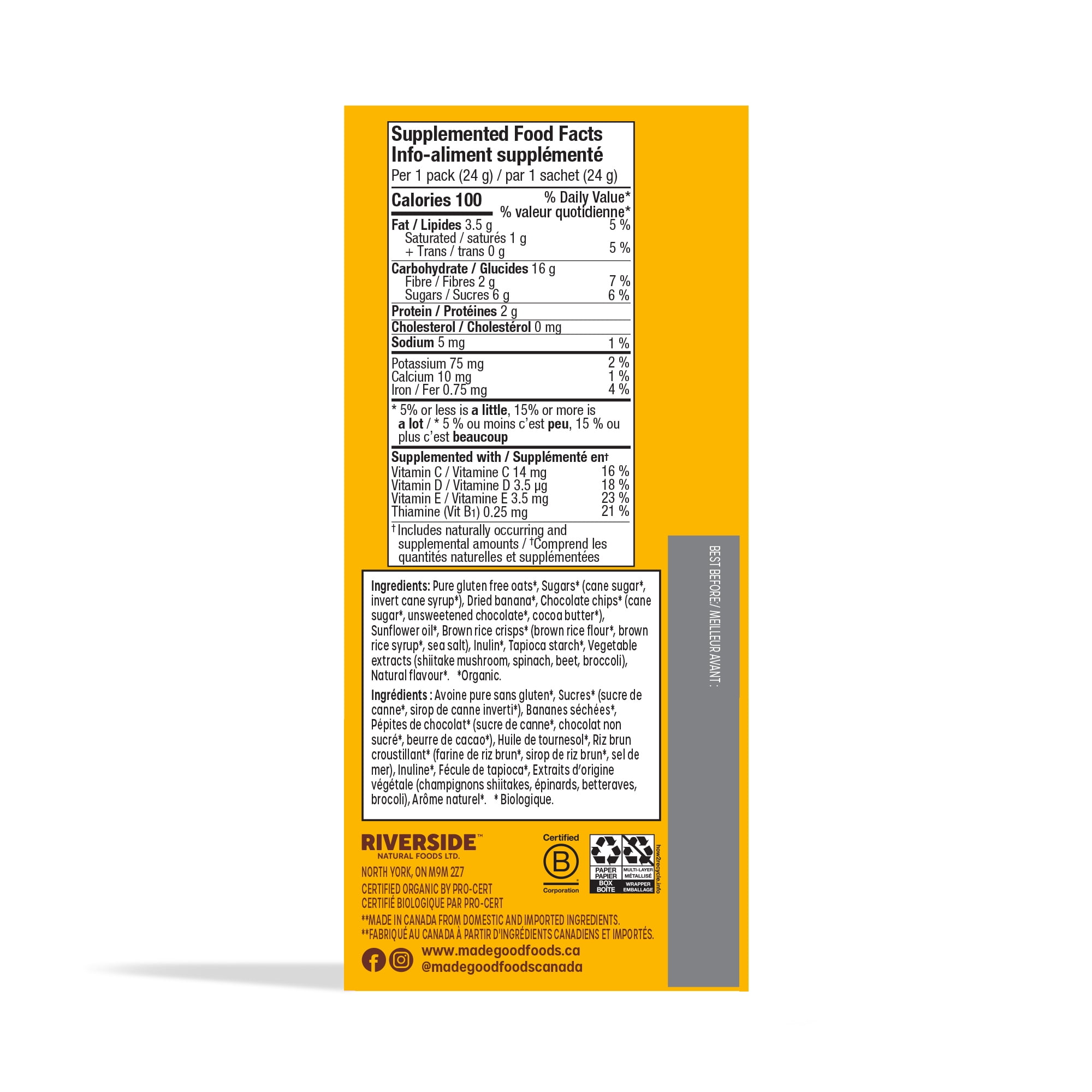 MadeGood Chocolate Banana Granola Minis 5pk, 5 x 24 g