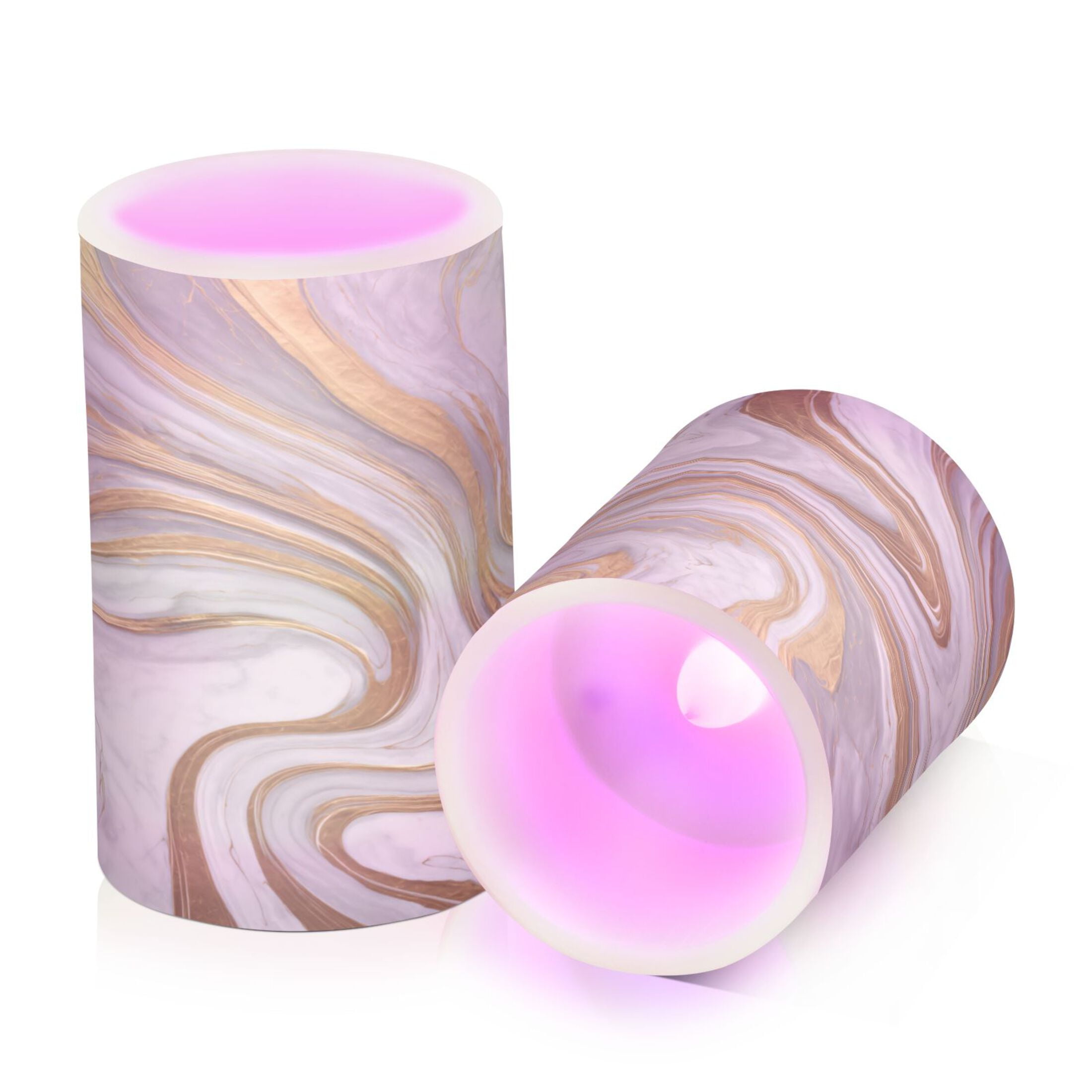 2 PCS LED Flicker Flameless Candle with Remote Control Realistic 3D Wick LED Window Decoration Candle Set for Wedding Table Home Decor Favors Gold and White Marble