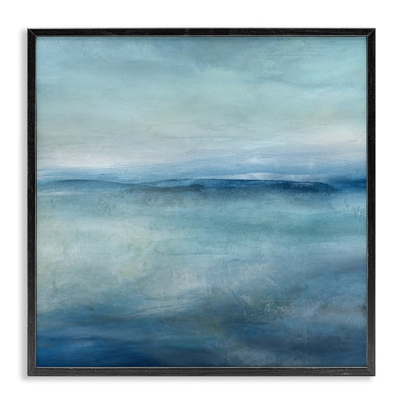 Stupell Industries Contemporary Misty Blue Coastal Horizon Black Framed Giclee Art, 12 x 12, by Carol Robinson