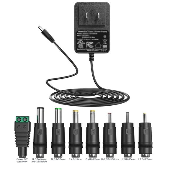 LujingZ 6V DC Power Adapter - 6V 2A Universal AC Adapter with 8 Tips for 100mA - 2000mA Equipment 100 - 240V Input, 5ft Cord