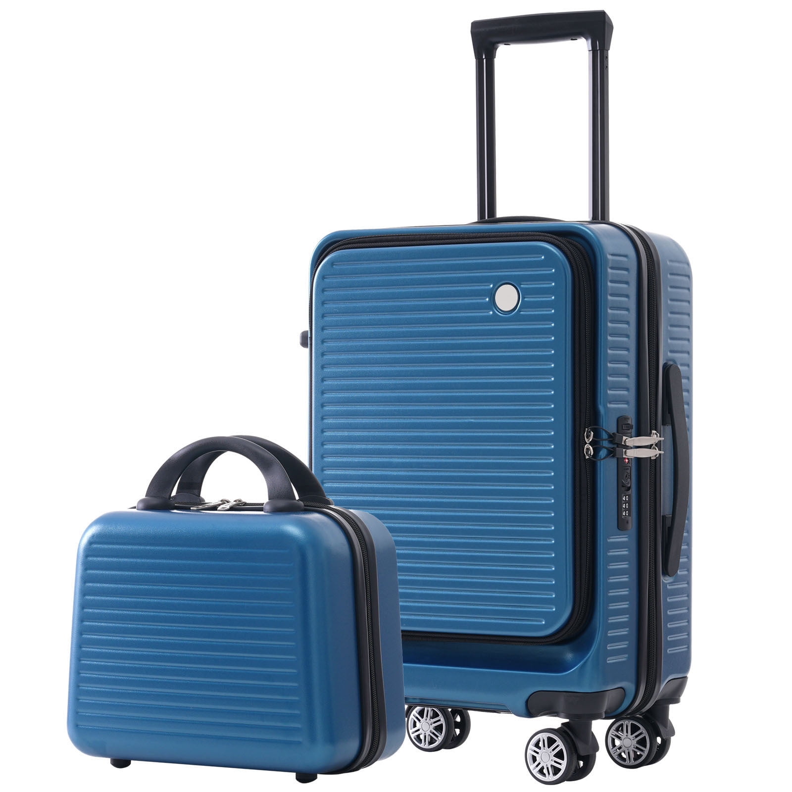 EUROCO Carry On Luggage 22x14x9 Airline Approved, Front Open Suitcase with 1 Portable Carrying Case and USB Port (Peacock Blue, 20 Inch, 40L)