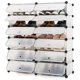 thumbnail image 1 of YKITRDA 12 Cube Shoe Rack, DIY Modular Plastic Shoe Cabinet with Doors, Stackable Shoe Storage Organizer for Closet, Entryway, Bedroom, White, 1 of 11
