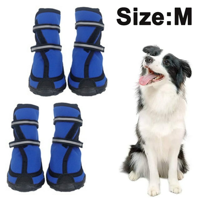 Bottes Imperméables pour Animaux, Protecteurs de Pattes Respirants avec Bandes Réfléchissantes, Robustes Antidérapantes Résistantes à l'Eau pour Petits, Moyens et Grands Chiens, Lot de 4 Pcs