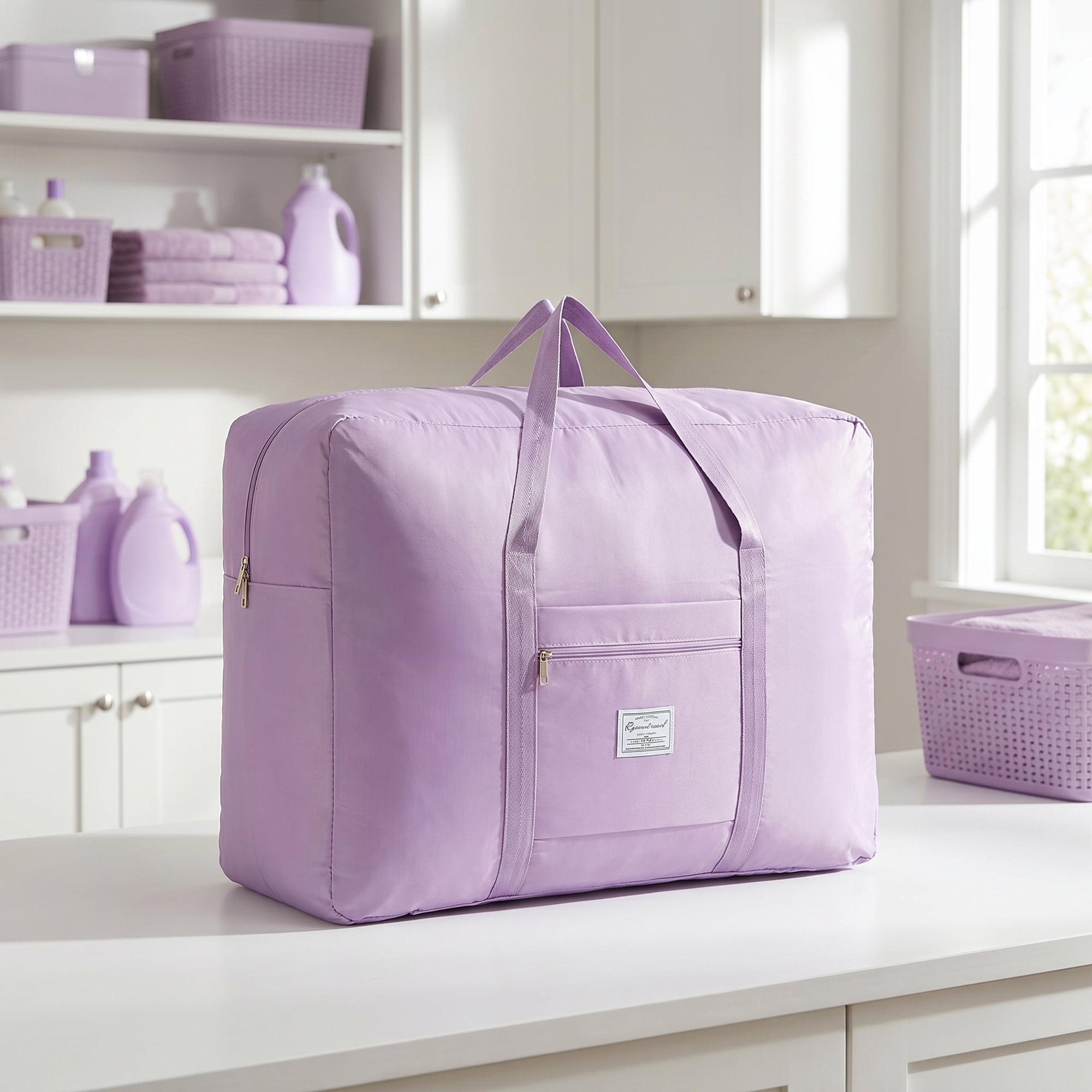 Unique Bargains Zipper Duffle Oversized Carry Storage Bag Purple 26.8" x 21.7" x 11.0"