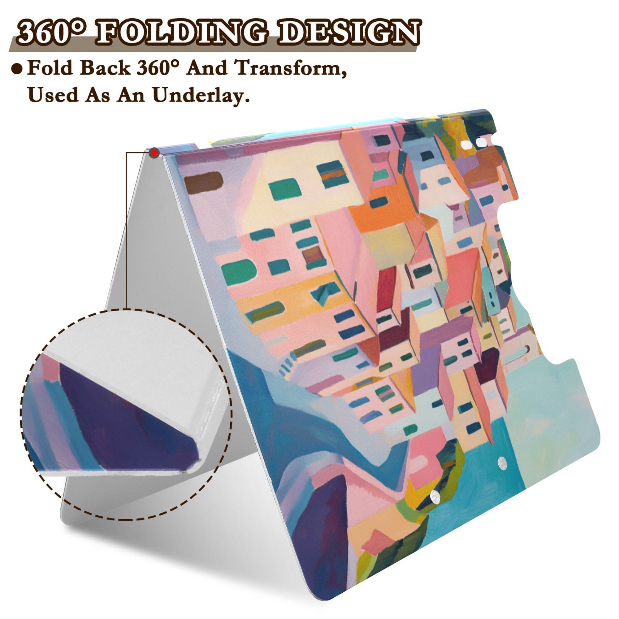 FORMRS A4 Clipboard Folder with Pen Holder Horizontal Foldable School Office Binder, Abstract Painting
