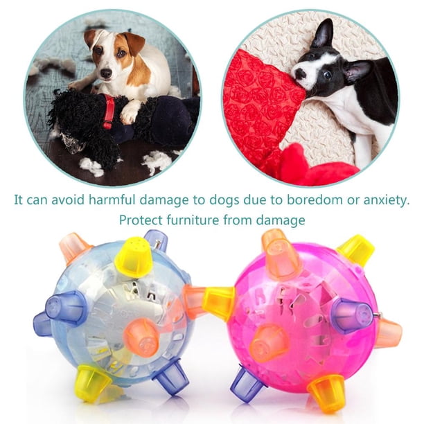 Pelota de activación de salto para perros - Música LED que rebota juguetes de pelota para mascotas, al azar Likrtyny juguetes de los niños
