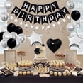 thumbnail image 4 of Black and Silver Birthday Decorations - Paper Pom Poms, Happy Birthday Banner, Star Garland, Hanging Swirls, Foil Balloons, Birthday Party Supplies for Men Women 16th 18th 21st 30th 40th 50th 60th, 4 of 6