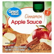 Great Value Cinnamon Applesauce, 3.2 oz, 4 Pouches
