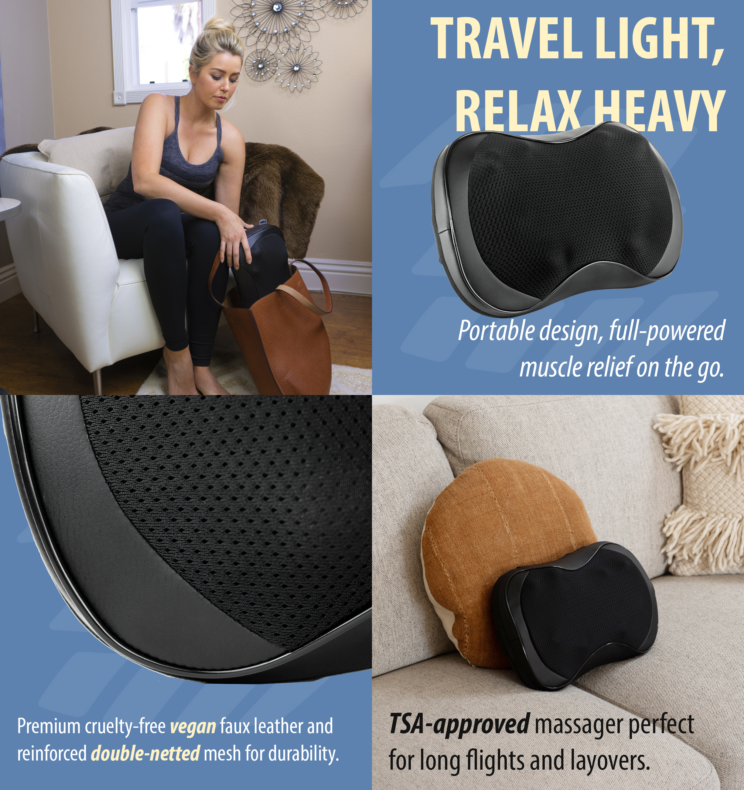 Zyllion Shiatsu Back & Neck Massager 3D Kneading 8-Node Massage Pillow with Heat for Muscle Pain, Black