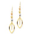 thumbnail image 1 of Boucles d'Oreilles Pendantes Ovales en Or Tricolore 14K et Jaunes, 1 of 2
