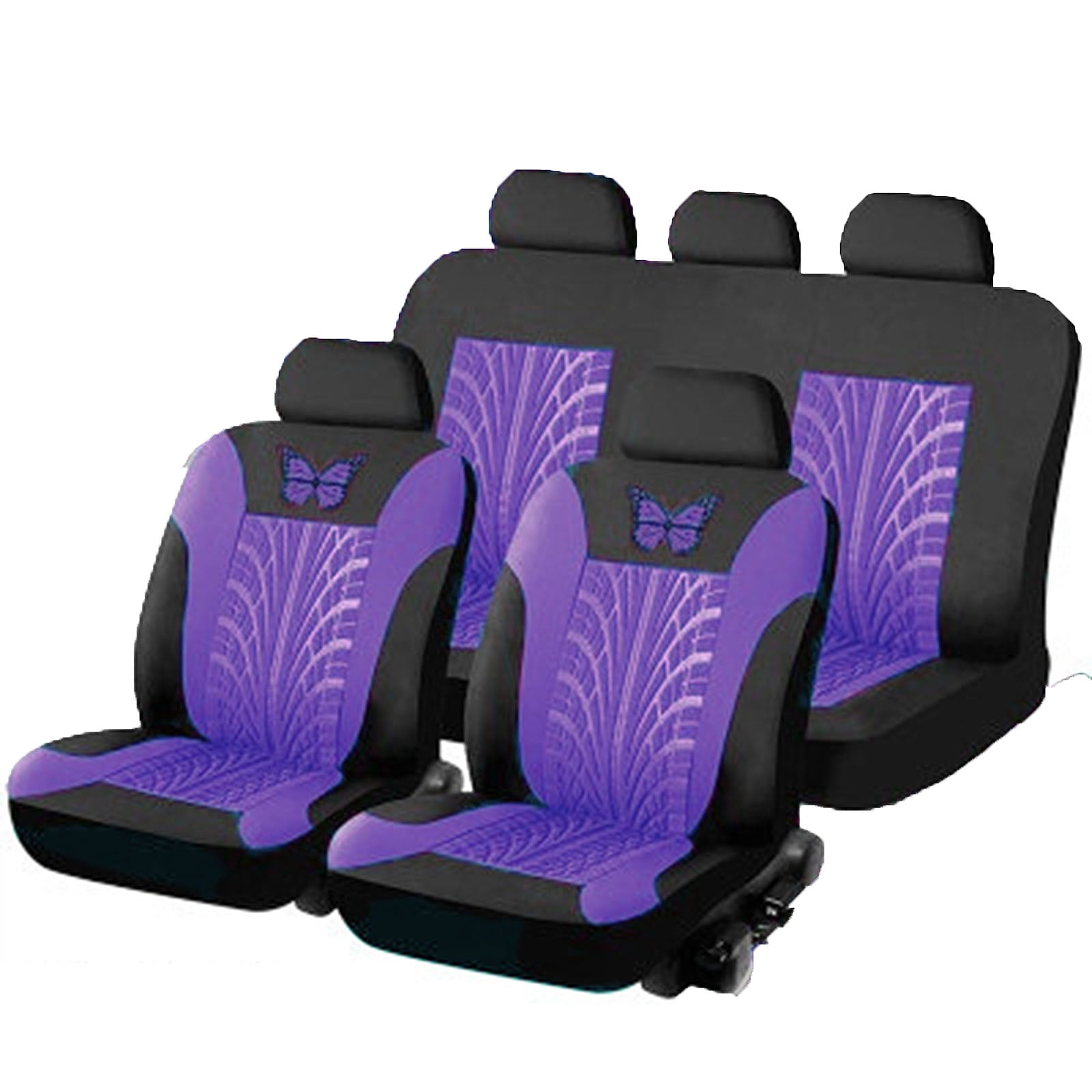Universal Waterproof Car Seat Covers 9 Piece Set Fashion Embroidery Auto Protector Interior Accessories (5 Seat Covers + 4 Headrests)