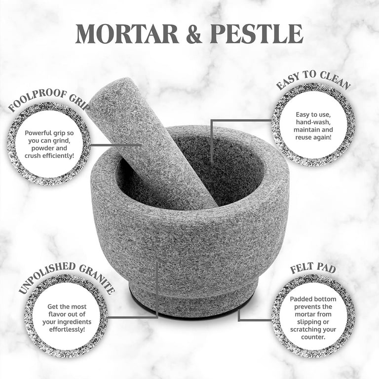 Granite Mortar and Pestle Set 6 inch 