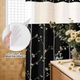 thumbnail image 3 of No Hook Shower Curtain, Sparrow Shower Curtains for Bathroom with See Through Top Window, Spring Birds on The Branches Vintage Country Black Waterproof & Washable Bath Curtain Narrow 54"x78", 3 of 9