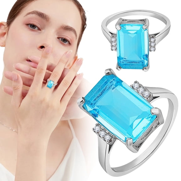YYKihy Fashion Women Ring Blue/Champagne Color 18 K Plating Tourmaline//Zircon/ Statement Rings For Women