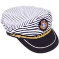 thumbnail image 4 of 1pc Sombrero de Capitán Marino Gorra de Rayas Azules Cosplay Sombrero de Capitán Adulto Estilo Manian para Adultos (Adultos 58cm Ajustable), 4 of 6