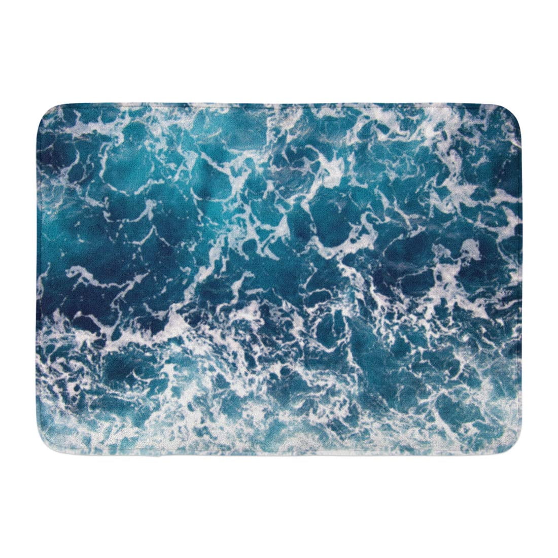 SIDONKU Blue Wake Ocean Pattern Foam Boat Water Sea Wave Doormat Floor ...