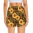 thumbnail image 4 of Uemuo Yellow Black Plaid Sunflower Pattern Women's Athletic Shorts High Waisted Running Shorts with Liner Pockets Gym Elastic Workout Shorts-X-Large, 4 of 9