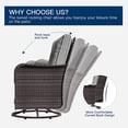 thumbnail image 4 of Kullavik 3PCS Wicker Rocking Chair Swivel Chairs, Patio Furniture Set Rattan Rocking Bistro Sets with Coffee Table for Outdoor Porch Deck Garden Backyard,Grey, 4 of 9