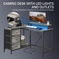 thumbnail image 4 of Gaming Desk L-Shaped Desk with 3 Drawers, 47.3" Corner Computer Desk with USB Charging, Power Outlets, Monitor Stand, LED Lights, Reversible Design, 4 of 8