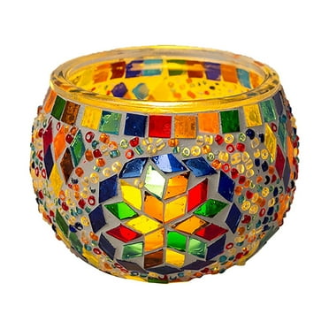 Uanit Diy Mosaic Candle Holder Candlestick Wedding Table Decor Decoraciones Desk Topper Housewarming Gift Decorations Candleholder Glass Household Display 1Ml