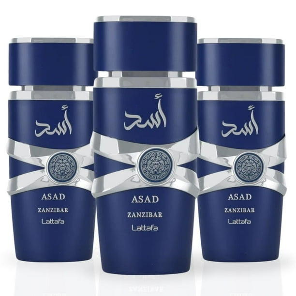 Perfume Lattafa Asad Zanzibar EDP de 100 ml para hombre, paquete de 3