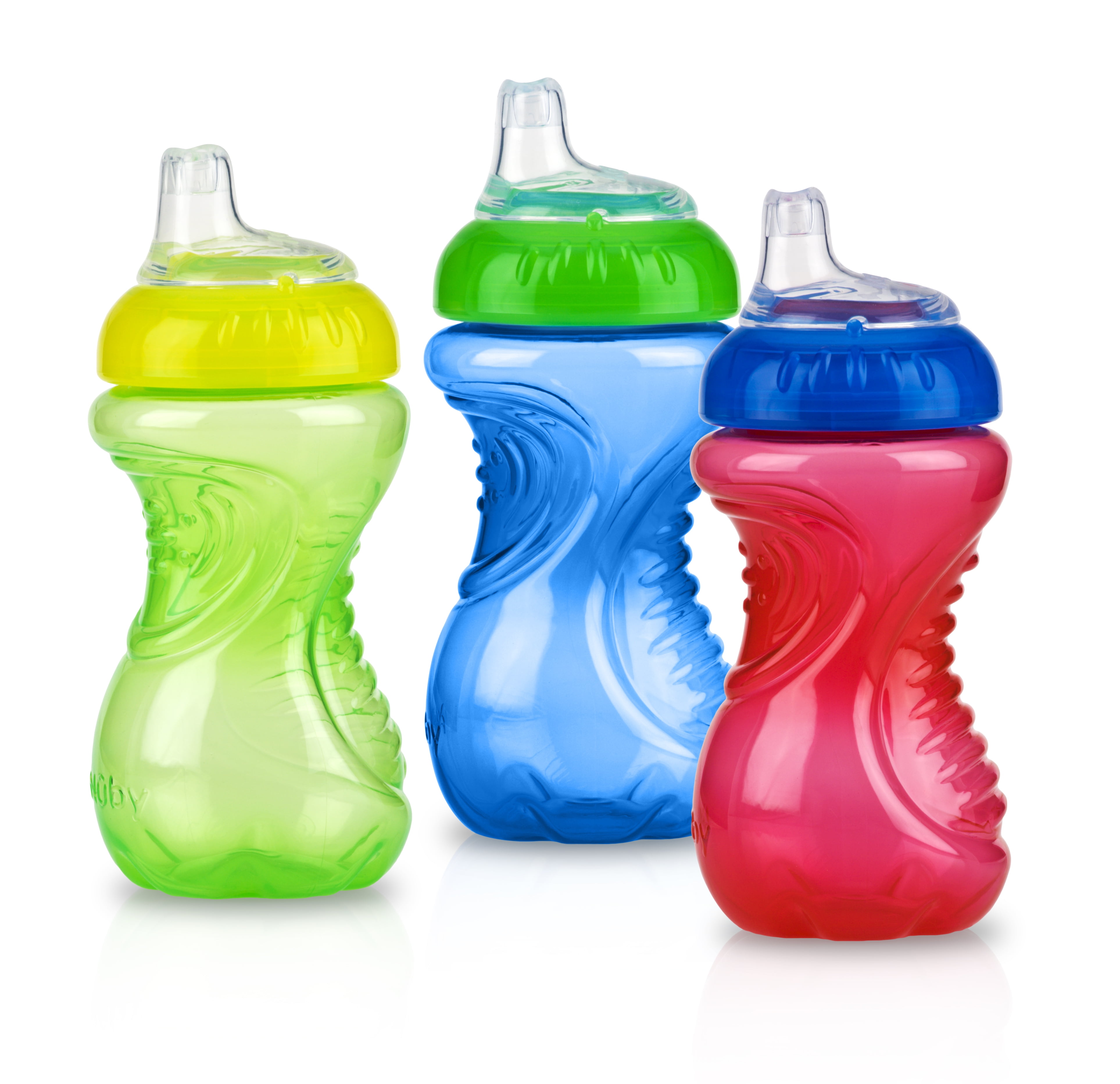 Nuby 3 Piece No-Spill Easy Grip Cup with Flex Straw, Clik It Lock Feature,  Boy, 10 Ounce
