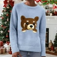 thumbnail image 2 of Essentials Women's Sweater Knit Cute Animal Graphic Long Sleeve Crewneck Fall Sweaters Light Blue, 2 of 4