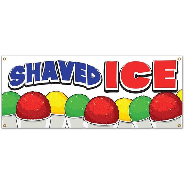 SignMission B-Shaved Ice19 Bannière de Glace Rasée avec Support de Concession Camion-Restaurant Simple Face