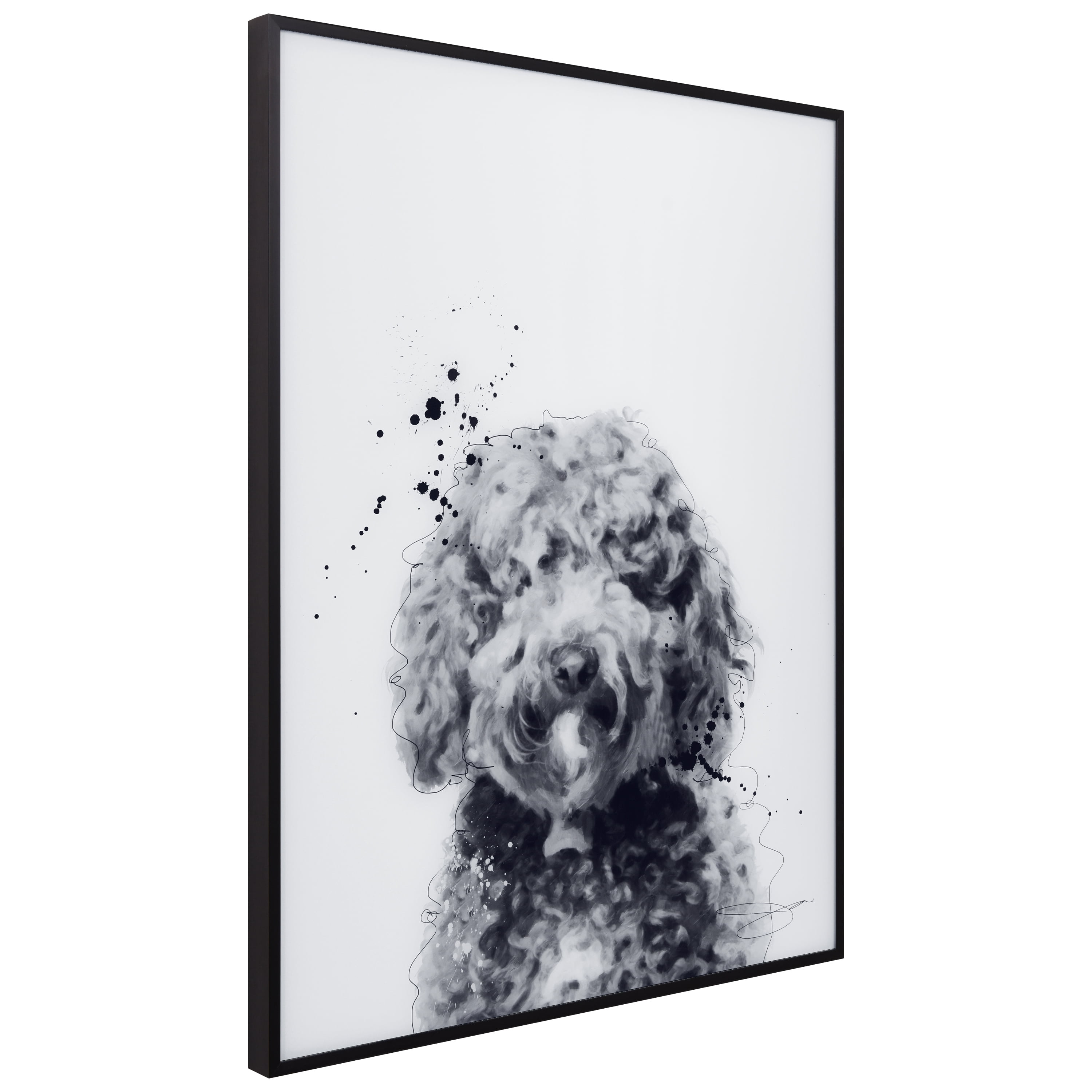 "Labradoodle" Pet Paintings on Printed Glass Encased with a Gunmetal Anodized Frame