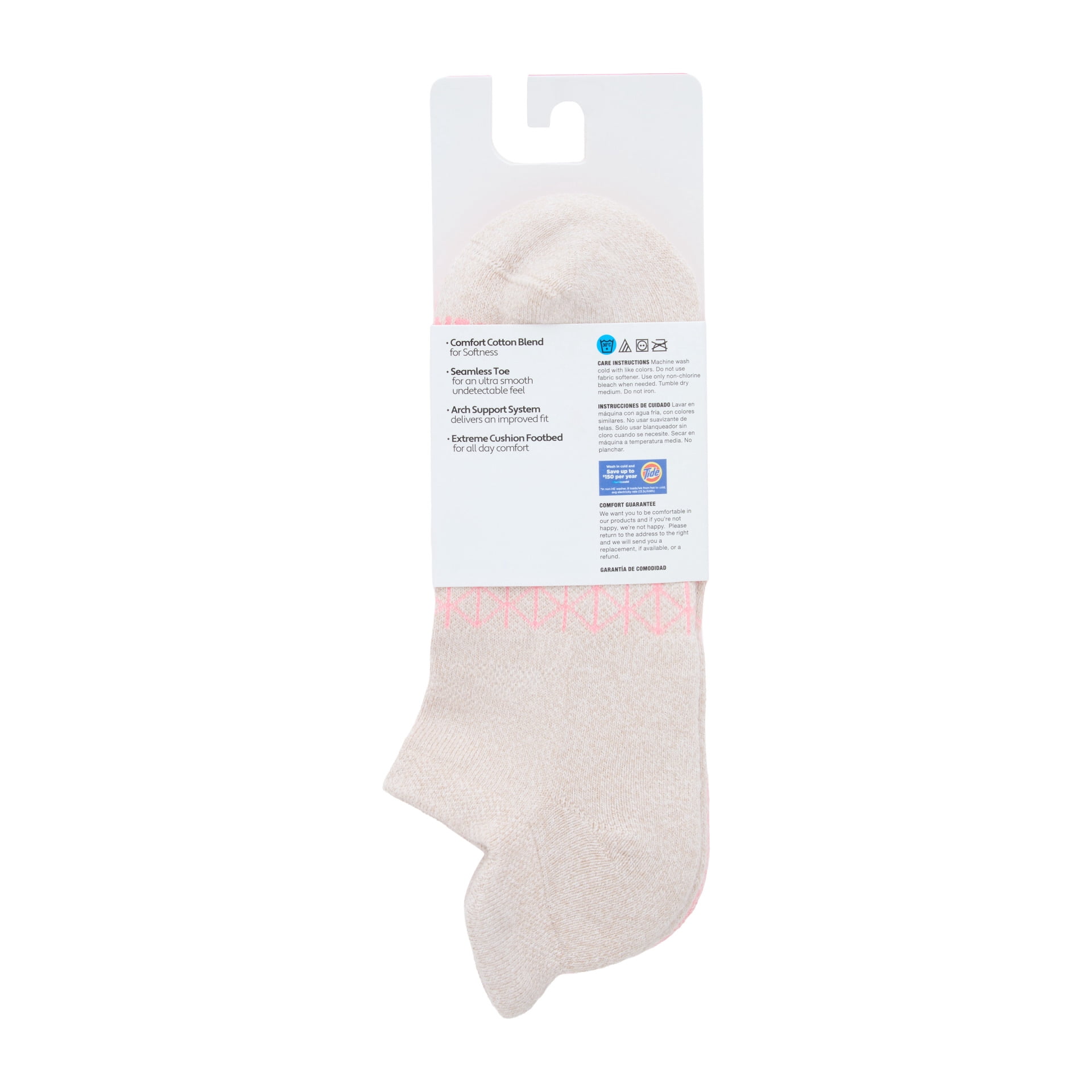 Hanes Womens Absolute Comfort No-Show Socks w/ Heel Shield, 4-Pack, Size 5-9