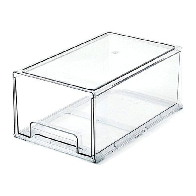 Food Container with Easy Grip Base Stackable Pull Out Storage Box for Shelves Countertops Freezer