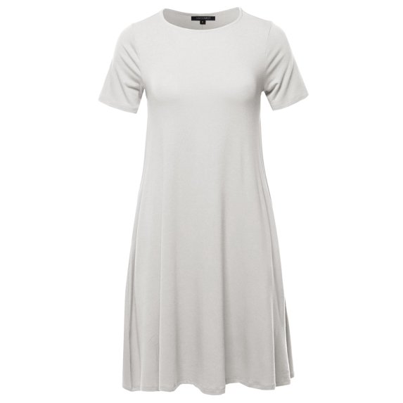 FashionOutfit Women's Solid Short Sleeve Casual T- shirt Loose Dress