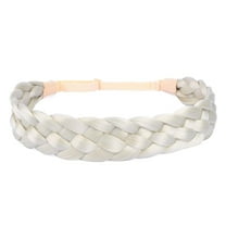 DIGUAN 5 Strands Synthetic Hair Braided Headband Classic Chunky Wide Plaited Braids Elastic Stretch Hairpiece Women Girl Beauty (Light Ash Blonde)