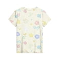 thumbnail image 4 of Abcomgle Girls Tee Shirts 10-12 Crewneck Short Sleeve Floral Print Toddler Tops Girls Summer Dressy Cotton Toddler T-Shirt Cute Girls Blouse,Beige,12-13Years, 4 of 5
