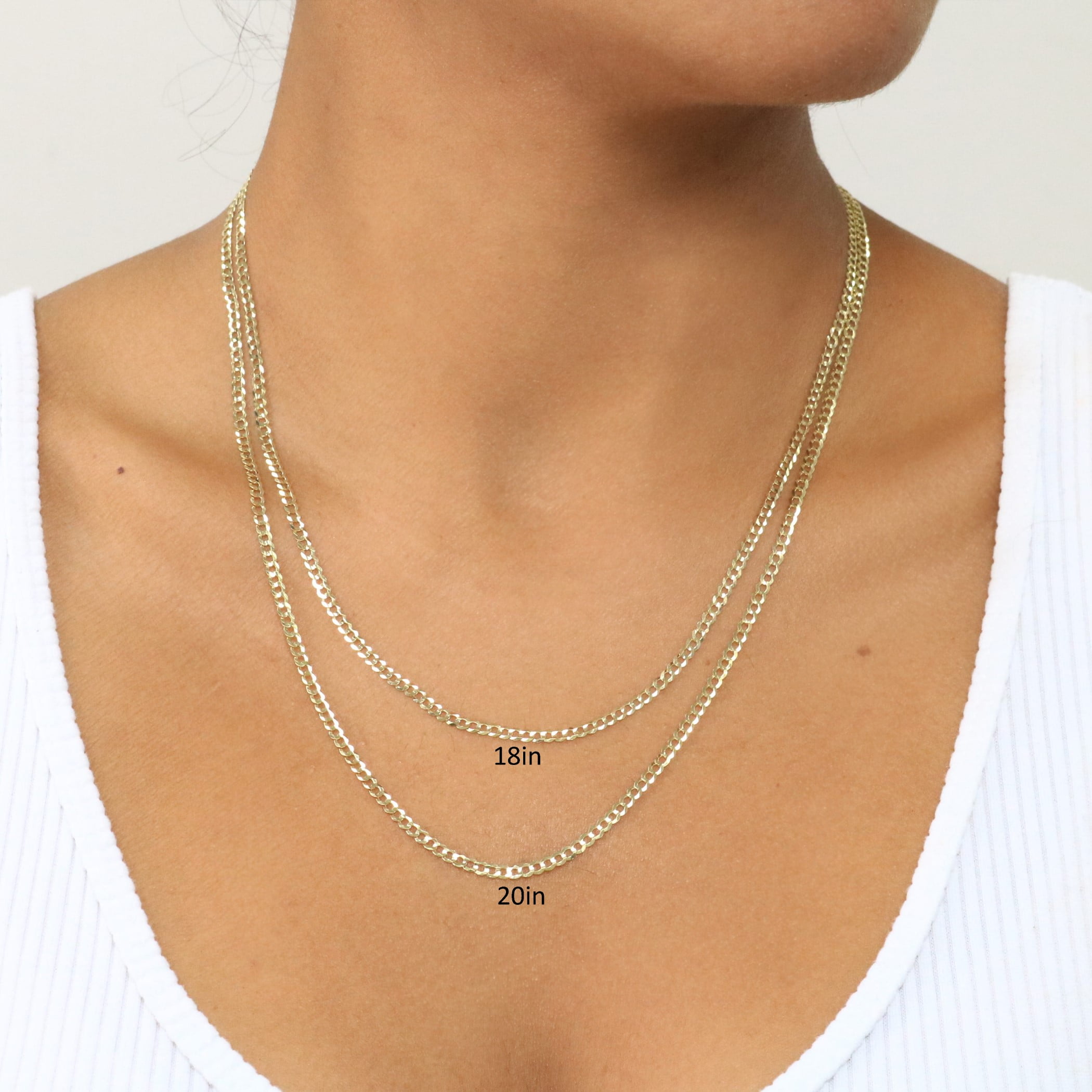 Nuragold 10k Real Yellow Gold Solid Cuban Curb Link 2.5mm Chain Necklace (16"-30") Italian Jewelry for Men & Women