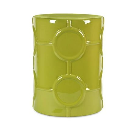 17.75" Lime Green Decorative Glazed Ceramic Garden Stool