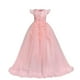 thumbnail image 1 of Vestido de Dama de Honor de Encaje para Niñas Largo Corte A Vestido de Boda y Certamen de Tul Fiesta Talla 3-16 Años Rosa Empolvado 5-6 Años, 1 of 5