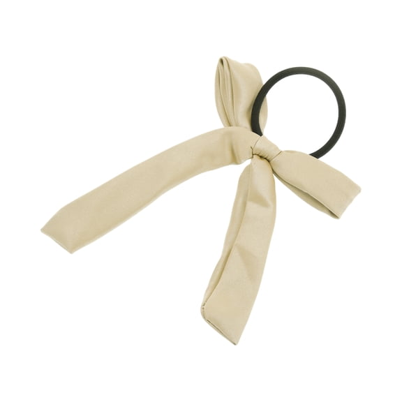 Unique Bargains 1 Pc Fashion Solid Bow Ribbon Hair Elastic Band Champagne
