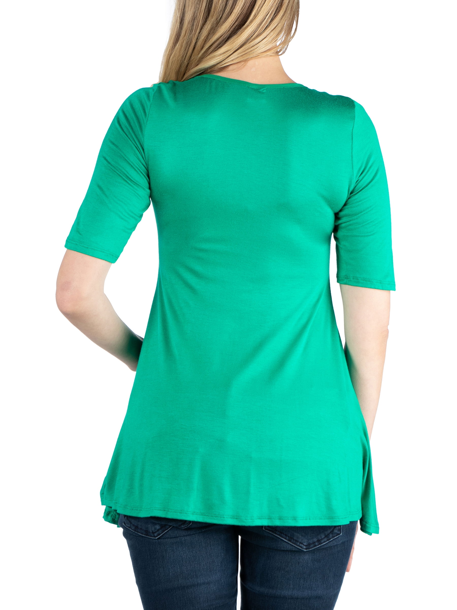 24seven Comfort Apparel Elbow Sleeve Maternity Swing Tunic Top