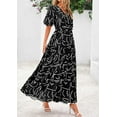 thumbnail image 7 of PRETTYGARDEN Women's Summer Maxi Dress Resort Wear Boho Floral V Neck Puff Short Sleeve Ruffle Flowy Beach Long Dresses, 7 of 7