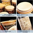 thumbnail image 4 of Paquete de 4 frascos de vidrio transparente con tapas de bambú, 200 ml (7 oz), pequeños y herméticos, redondos, para almacenar especias, azúcar y sal. Incluyen tapas con anillo de silicona., 4 of 5