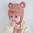 thumbnail image 6 of Cute Baby Boys Girls Winter Hats Bear Ears Earmuffs Cap with Soft Balls, Fleece Warm Hemming Caps, 6 of 7