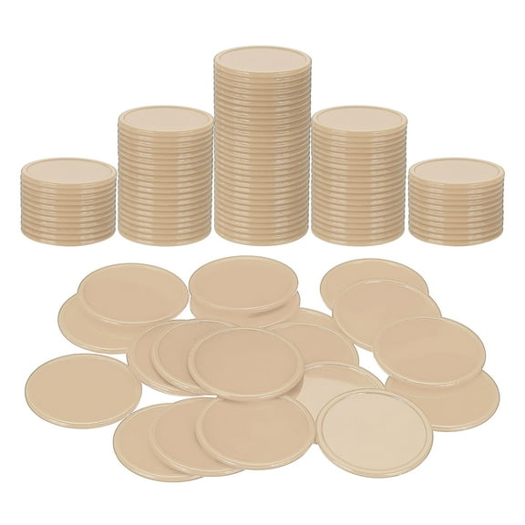 Uxcell 100 Pack Plastic Poker Chips, 1.5 Inch Learning Counters Counting Counters Disks Markers Opaque Game Tokens for Game Play Math Counting, Khaki