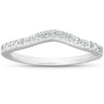 thumbnail image 1 of 1/8 ct Curved Diamond Contour Wedding Engagement Notched Ring 14K White Gold, 1 of 4