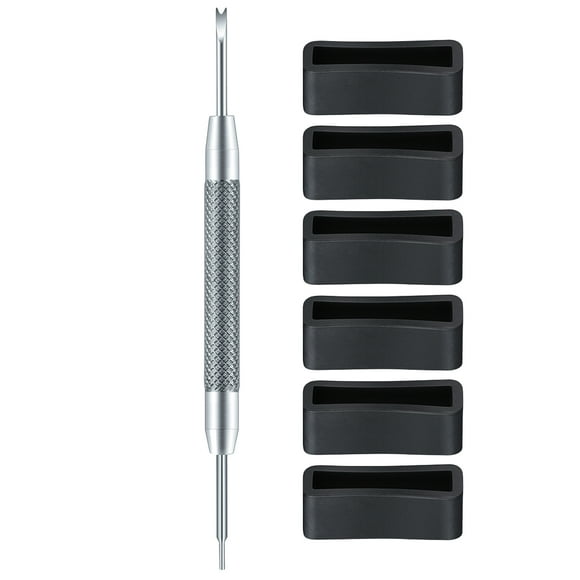 10 retenedores de hebilla de silicona de 21 mm para correas de reloj, con 1 herramienta de extracción e instalación (negro)