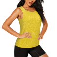 thumbnail image 2 of Gukieu Yellow Glitter Print Women's Quick-drying Fitness Vest, Round Neck Sleeveless Fitness T-shirt, Suitable for Yoga, Sports-Small, 2 of 7